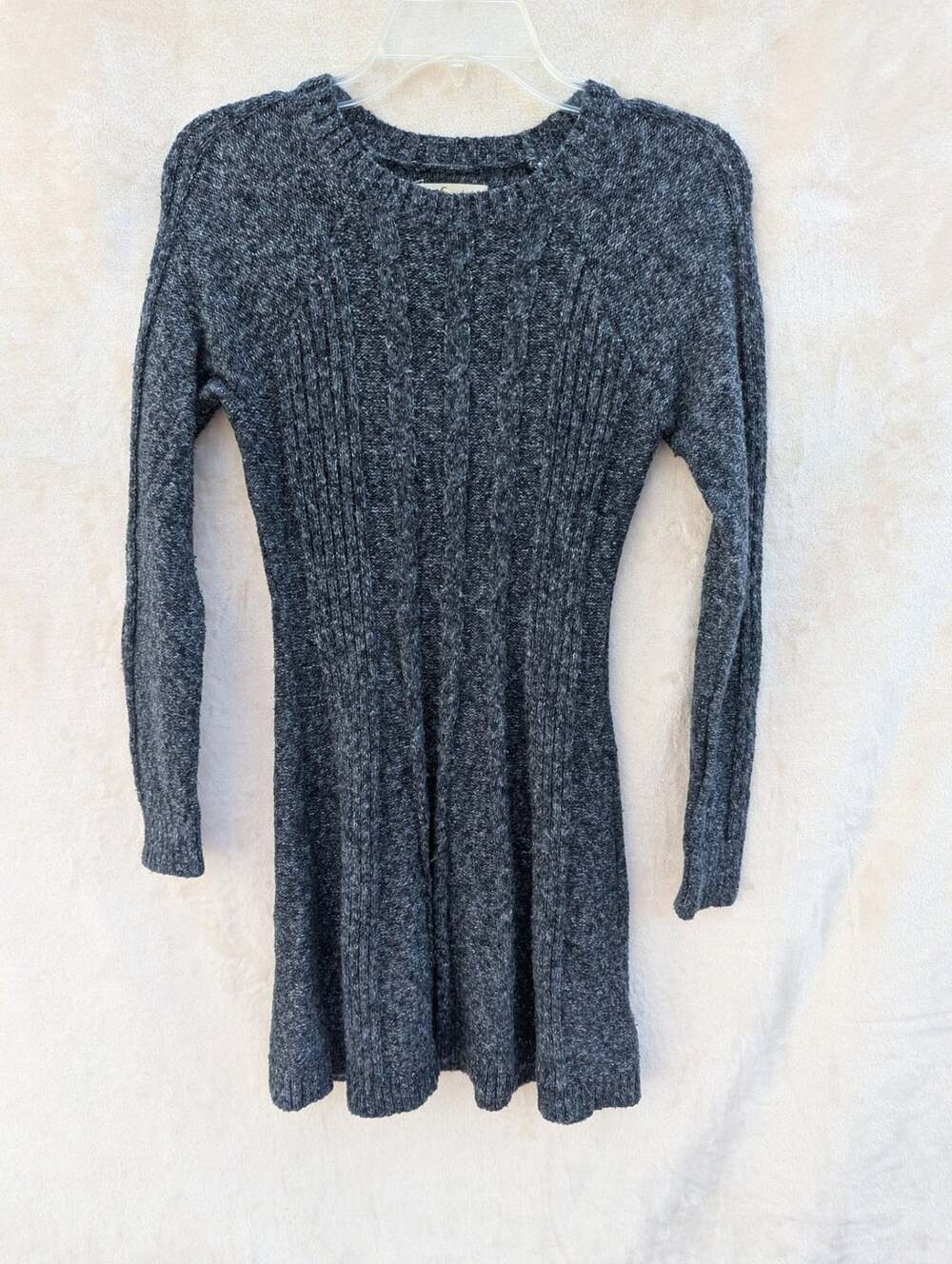 Hollister Gray Space Dye Ribbed Knit Long Sleeve Sweater Dress Size L